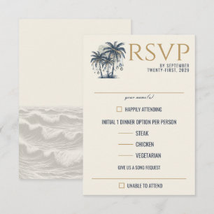 Traumhafte blaue Palmen Essen Auswahl RSVP Karte
