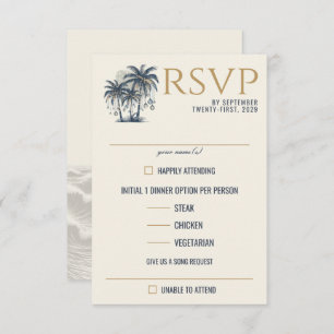 Traumhafte blaue Palmen - Speisen RSVP Karte