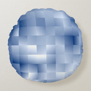 Traumhafte blaue Töne in einem quadratischen Muste Rundes Kissen