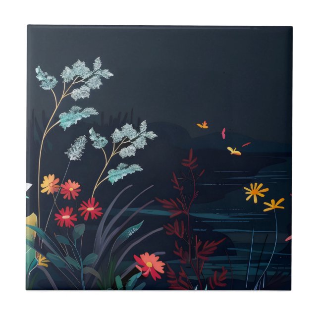Traumhafte Blumenlandschaft 2 Fliese (Vorderseite)