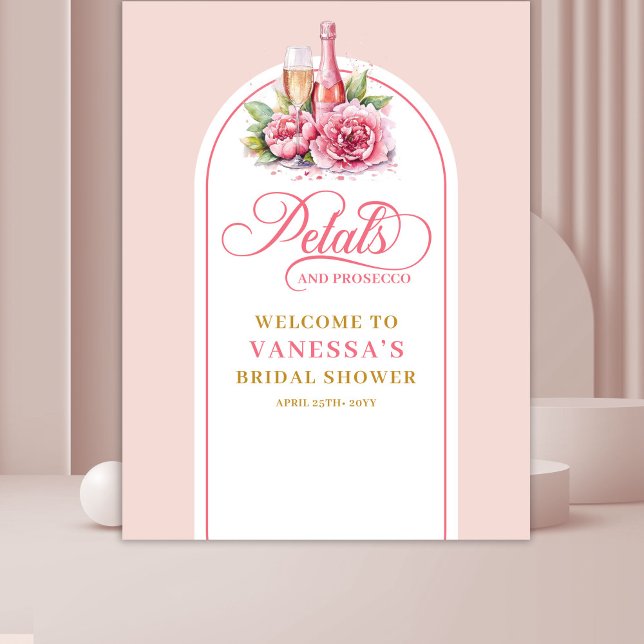 Traumhafte Blütenblätter und Prosecco Brautparty-H Wandteppich (Dreamy petals and prosecco bridal shower backdrop)