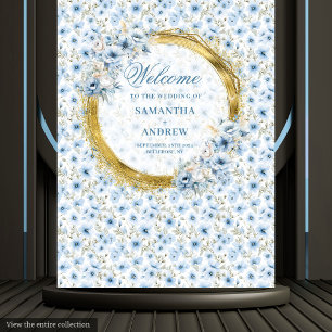 Traumhafte Bohemian Hellblau Gold Hochzeitsteppich Wandteppich