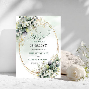 Traumhafte Boho-Eukalyptus-Hochzeitseinladungskart Save The Date