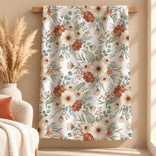 Traumhafte Boho-Terrakotta-Sage-Kupfer-Blumen-Deck Sherpadecke