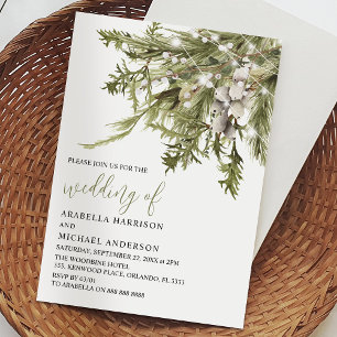 Traumhafte Boho-Wasserfarben-Winterhochzeit Einladung
