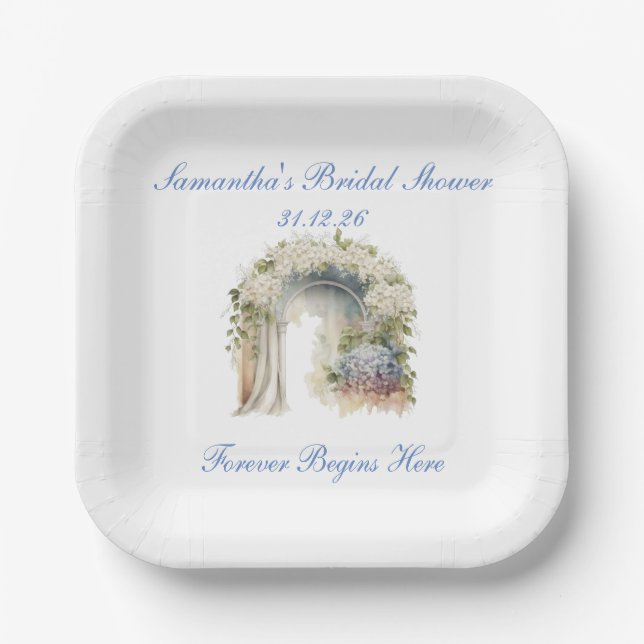 Traumhafte florale Hochzeitspapierteller Pappteller (Vorderseite)