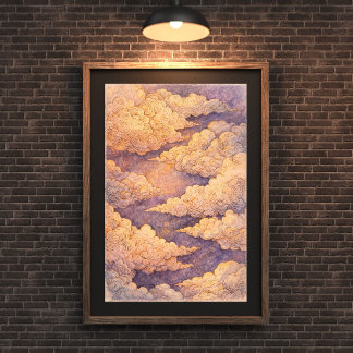 Traumhafte goldene Wolken Himmel Kunst, Ätherische Poster