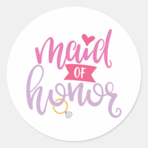 Traumhafte Hochzeitsgestaltung Maid of Honor Runder Aufkleber