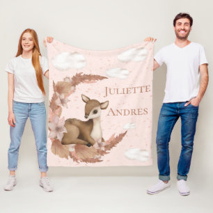 Traumhafte kleine Bambi & Wolken Blume Baby Kinde Fleecedecke