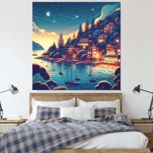 Traumhafte Küsten Nacht Leinwanddruck