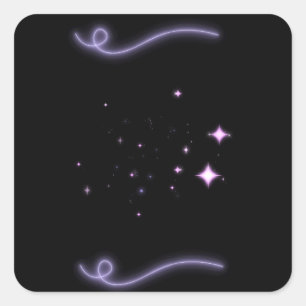 Traumhafte Magie-Sticker Schwarze Lila Neonstern Quadratischer Aufkleber