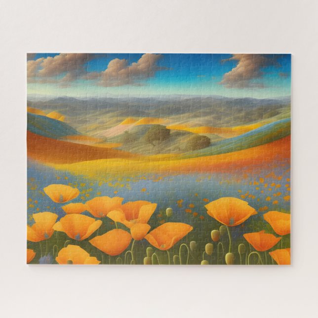Traumhafte Mohnblumen Digitale Kunst Puzzle (Horizontal)