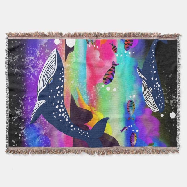 Traumhafte Ozeanwale, buntes marines Leben Decke (Vorderseite)