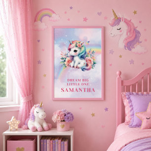 Traumhafte Pastell-Einhorn-Magische-Geburtstags-Wa Poster