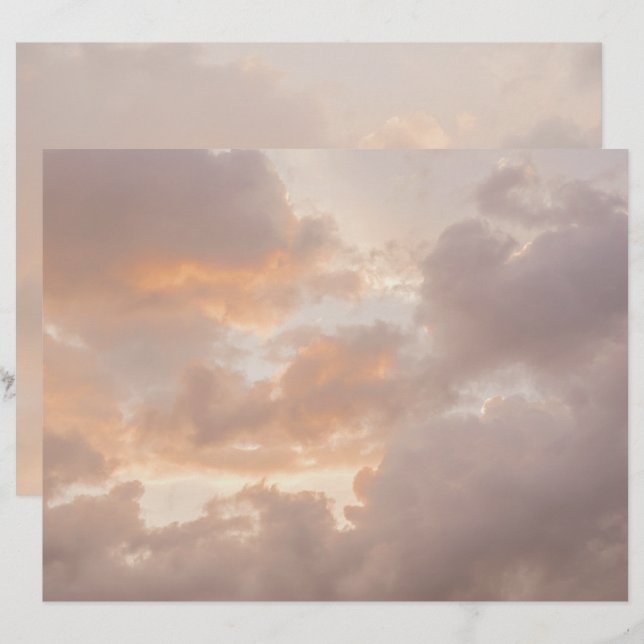 Traumhafte Pastellwolken Scrapbook Papier (Vorne/Hinten)