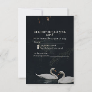 Traumhafte romantische Schwan-Hochzeits-RSVP-Karte RSVP Karte
