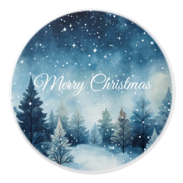 Traumhafte schneebedeckte Winterlandschaft Keramikknauf (Vorderseite)