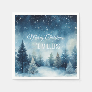 Traumhafte schneebedeckte Winterlandschaft Serviette