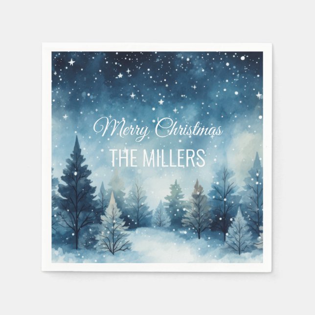 Traumhafte schneebedeckte Winterlandschaft Serviette (Vorderseite)