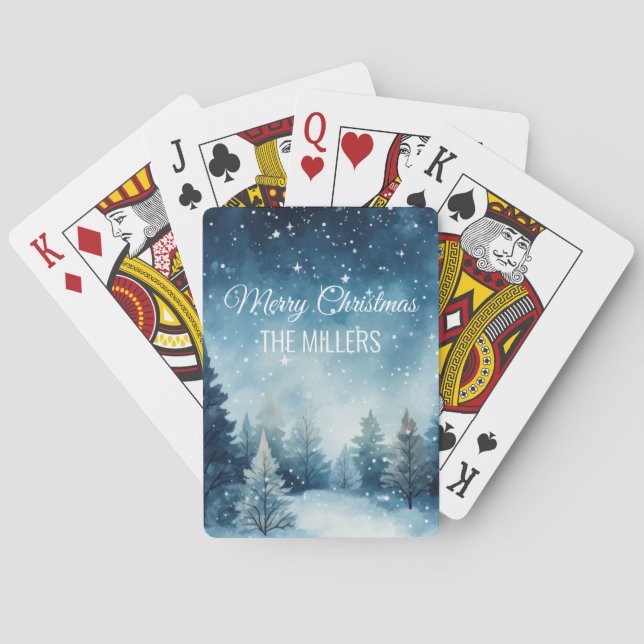 Traumhafte schneebedeckte Winterlandschaft Spielkarten (Rückseite)