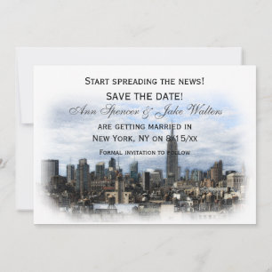 Traumhafte schwarze NYC-Skyline Save-the-Date-H Einladung