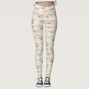 Traumhafte Segelboote Ozean Aquarellmuster (2) Leggings