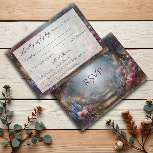 Traumhafte verzauberte Blumenwald-Hochzeit RSVP Karte
