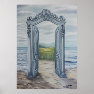 Traumhafte, verzierte Tür zu einer mystischen Land Poster