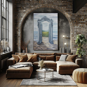 Traumhafte verzierte Tür zu einer mystischen Lands Poster