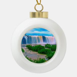 Traumhafte Wasserfall Landschaft Keramik Kugel-Ornament
