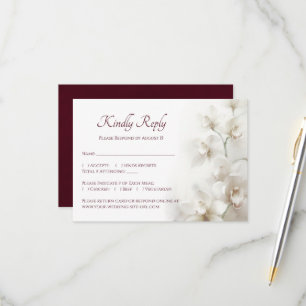 Traumhafte weiße Orchideen einfache Hochzeit RSVP Karte