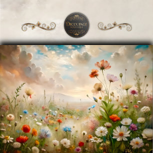 Traumhafte Wildblumenwiesen-Landschaftsdecoupage Seidenpapier