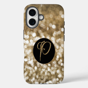 Traumhafter Bokeh Gold Glitter Buchstabe P Monogra iPhone 16 Hülle