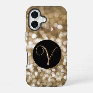 Traumhafter Bokeh Gold Glitter Buchstabe V Monogra iPhone 16 Hülle