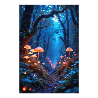 Traumhafter Dschungel mit biolumineszenter Flora Fotodruck