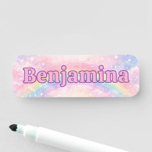 Traumhafter Glitter-Regenbogen Rosa Wolke Funkeln Namensschild