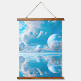 Traumhafter Himmel Surrealistische Naturlandschaft Wandteppich Mit Holzrahmen