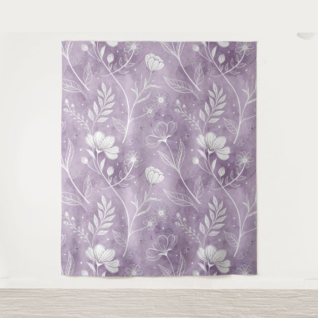 Traumhafter Lavendel Blumen-Teppich – Überdimensio Wandteppich (Vorderseite)