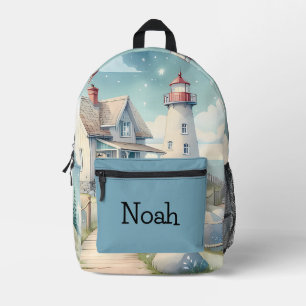 Traumhafter Pastell-Leuchtturm am Meer Bedruckter Rucksack