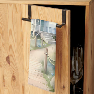 Traumhafter Pastell-Leuchtturm am Meer Geschirrtuch