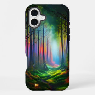Traumhafter Regenbogenfarbener Waldweg Digitale AI iPhone 16 Plus Hülle