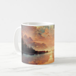 Traumhafter See und Sonnenuntergang Landschaftsm Kaffeetasse
