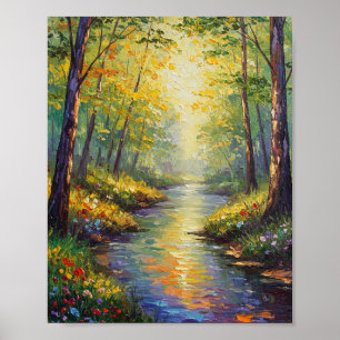 Traumhafter Waldstrom   Impressionistischer Stil Poster