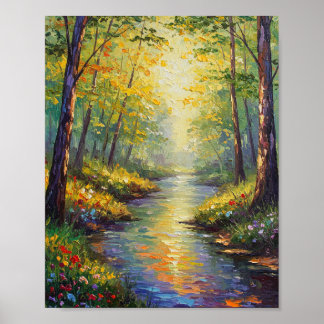 Traumhafter Waldstrom | Impressionistischer Stil Poster