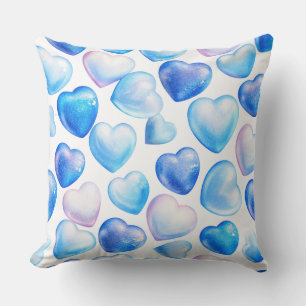 Traumhaftes blaues Herz-Aquarell-Wurfkissen Kissen