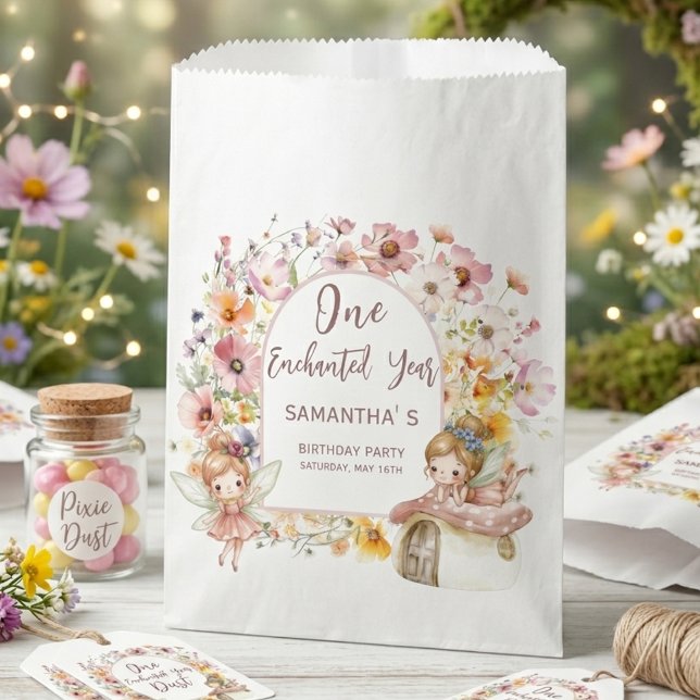 Traumhaftes Feenland Erster Geburtstag Geschenktütchen (Dreamy Fairyland First Birthday Favor Bag)