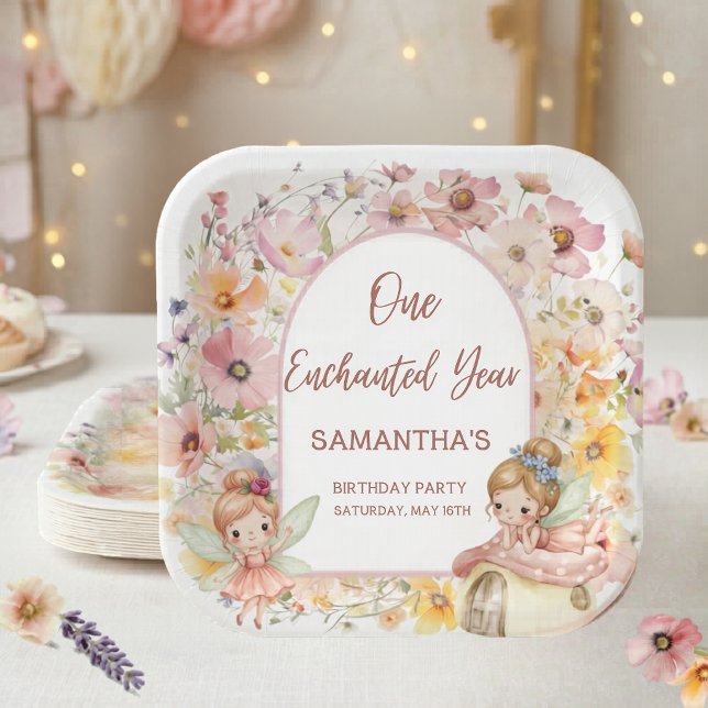 Traumhaftes Feenland Erster Geburtstag Pappteller (Dreamy Fairyland First Birthday Paper Plates)