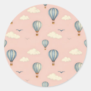 Traumhaftes Heißluftballon-Himmel-Muster Runder Aufkleber