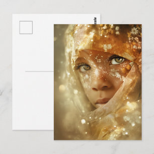 Traumhaftes Kinderporträt   Blick durch den golden Postkarte