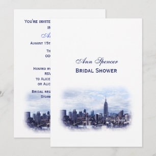 Traumhaftes Navy Blau NYC-Skyline-Junggesellinnena Einladung